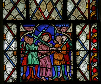 Fenster, das die Verhaftung Christi in Gethsemane darstellt von French School